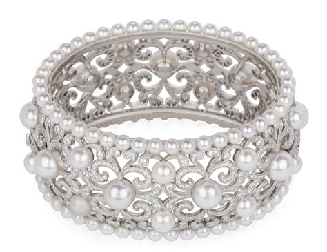 Tiffany And Co Cultured Pearl And Diamond Cuff Bracelet Christies