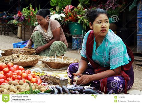 Women Working In A Market In Myanmar Editorial Photo Image Of South