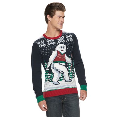 Men S Abominable Snowman Christmas Sweater Christmas Sweaters Sweaters Long Sleeve Tshirt Men