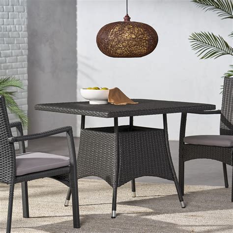 Ramsey Outdoor Wicker Square Dining Table Grey