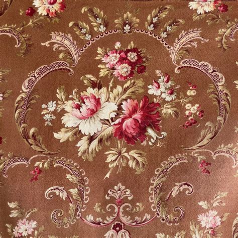 Brown Rococo French Fabric Material C 1900 Printed Cotton Etsy