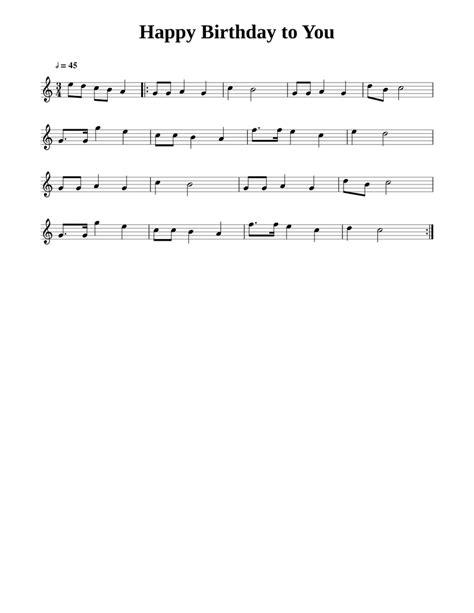 Happy Birthday To You Sheet Music For Saxophone Alto Solo