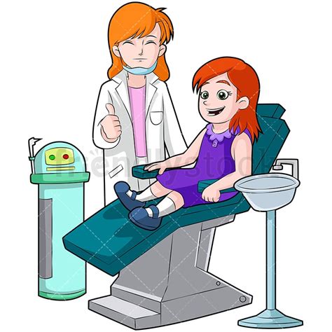 Happy Little Girl On Dentist Chair Cartoon Vector Clipart Friendlystock
