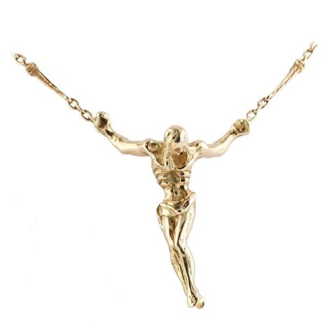 Salvador Dali Cristo De San Juan De La Cruz Gold Pendant Necklace At