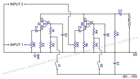 Fet Audio Mixer And Switch Circuit Diagram Electronic Circuits