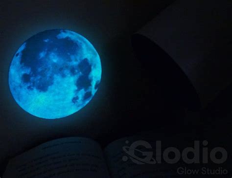 Glow In The Dark Blue Moon Sticker Glowing Moon Decal Lunar Etsy Dark