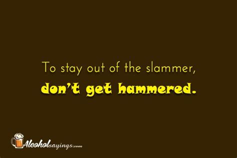 To Stay Out Of The Slammer Dont Get Hammered Alcohol Sayings