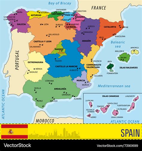 Kaart Van Spanje Met Provincies Kaart