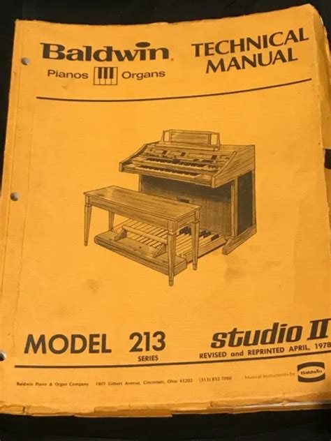 Vintage Baldwin Organ Service Manuals Model 213d And 213dr 7500