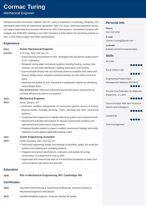 Engineering Cv—template Examples And Format
