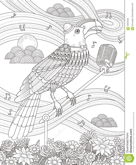 This strong toucan coloring page is filled with a wide variety of scenery and various pictures: Toucan adult coloring page stock illustration ...