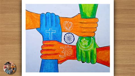 Unity In Diversity United India Drawing With Oil Pastel Youtube