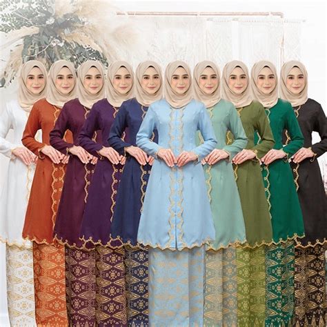 Baju Kebarung Labuh Modern Nikah Tunang Kebaya Batik Sulam Ironless Nikah Kurung Baju Raya 2023