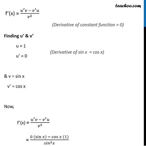 Ex Find The Derivative Of Cosec X Teachoo Ex