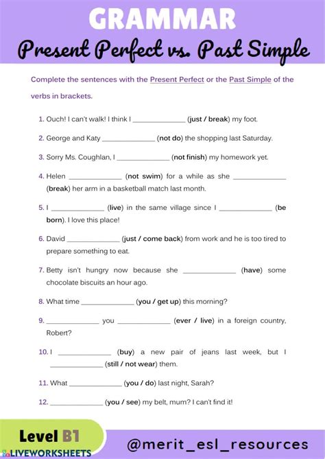 English Grammar Present Perfect Vs Past Simple Review Exercises Images