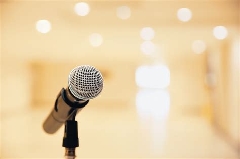 Microphone On The Stand For Public Speaking Premium Photo