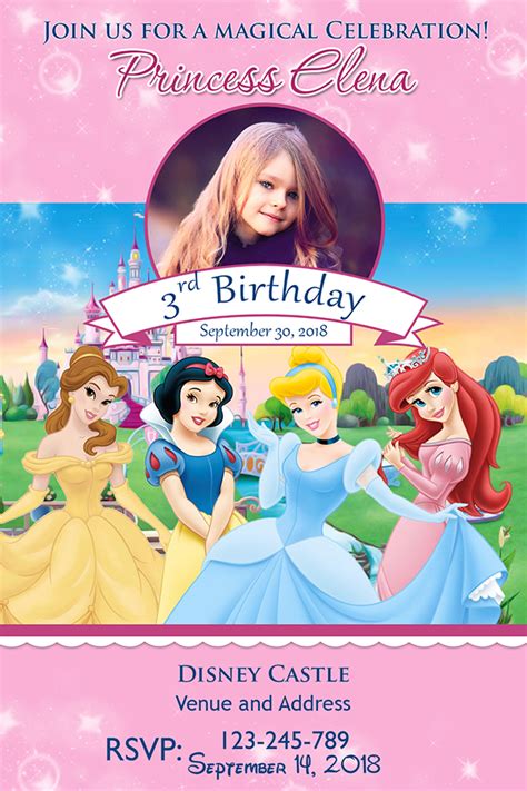 Free Disney Princess Birthday Party Invitation Templates Bios Pics