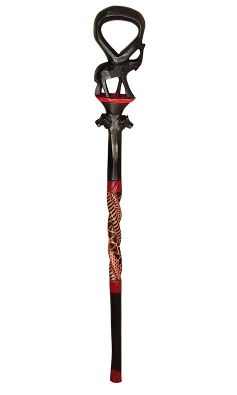 Elephant And Lion African Walking Cane Hand Made In Kenya The Black