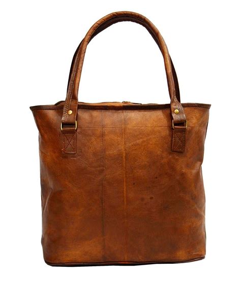 Digital Rajasthan Brown Vintage Genuine Leather Tote Bag Buy Digital