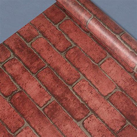 45cmx10m Roll Dark Red Bricksstones Vinyl Prepasted Self Adhesive Peel