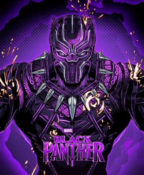 The Black Panther Character In Front Of Purple Background