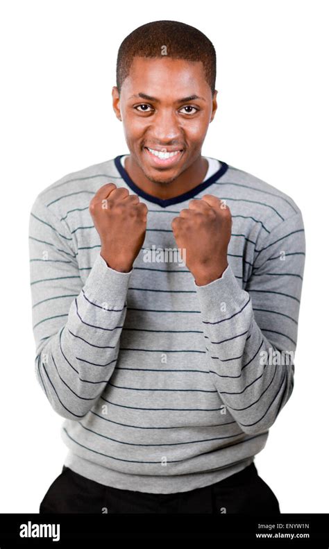 Young Man With Fists Clenched Stock Photo Alamy