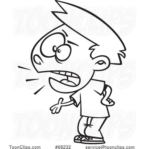 Cartoon Black And White Boy Yelling Or Ranting 68232 By Ron Leishman