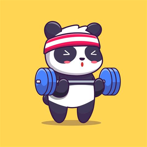 söt panda gym tecknad vektor ikonillustration djur sport ikon koncept