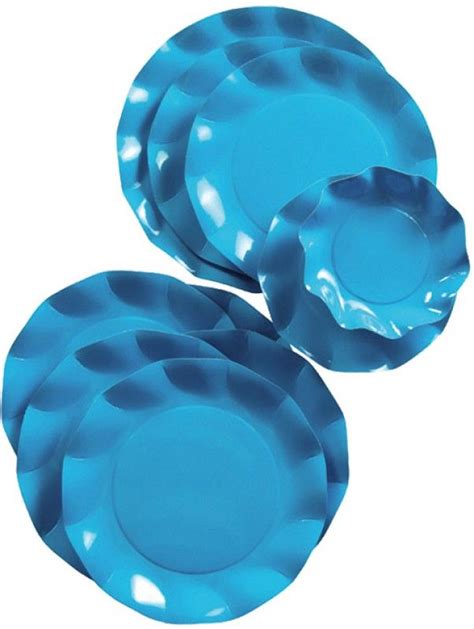 10 Assiettes Jetables 27Cm Turquoises Vaisselle Jetable Unie