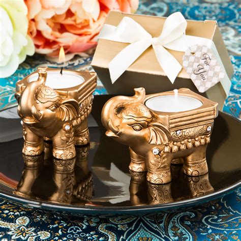 Gifts are an inherent part of every tradition and culture as they embody your love in a very physical form and make your presence felt when you cannot be present, physically. Gold Good Luck Indian Elephant Candle Favors