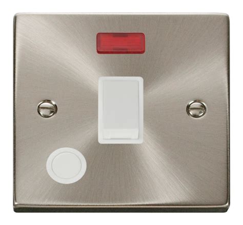 Click Deco Victorian Satin Chrome 20a Double Pole Switch With Neon
