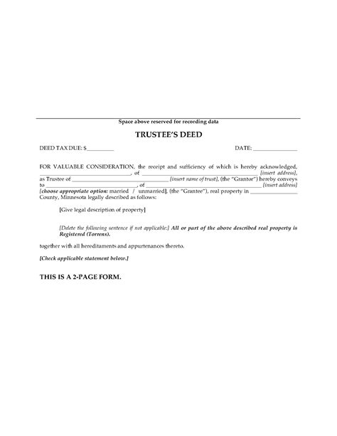 Minnesota Trustees Deed Legal Forms And Business Templates