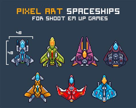 Pixel Art Spaceships For Shmup Game Asset By Dylestorm