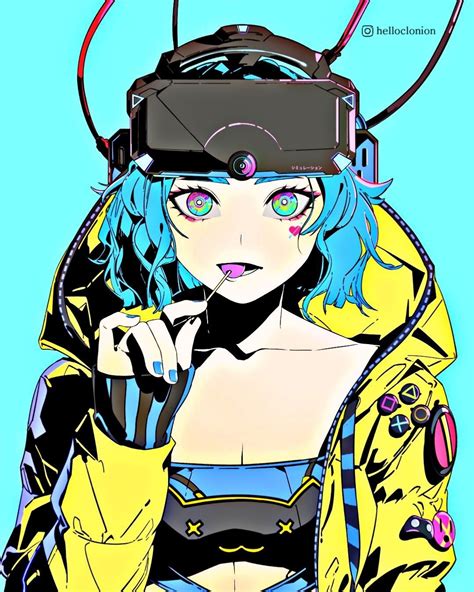 Helloclonion Gamer Girl Cyberpunk Art Anime Character Design