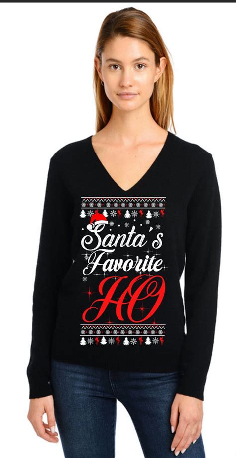 Womens Ugly Christmas Sweater Santas Favorite Ho Etsy