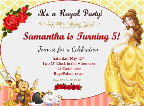 Beauty And The Beast Belle Birthday Invitation Etsy