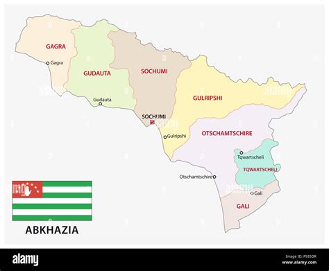 Abkhazia Administrative And Political Vector Map With Flag Stock Photo