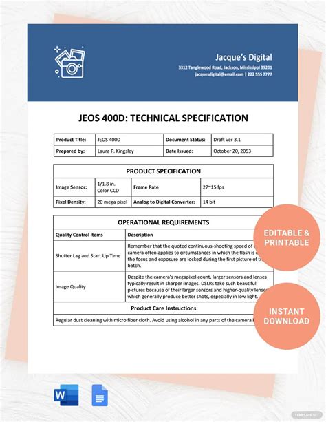 Technical Specification Document Sample Doc Design Talk