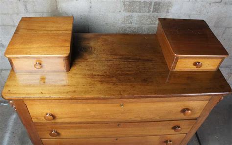 Antique Victorian Walnut Dresser Step Back Chest Glove Box Drawers Arts And Crafts