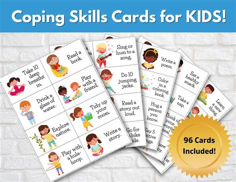 96 Coping Skills Cards For Kids Activity Cards Calming Down Etsy