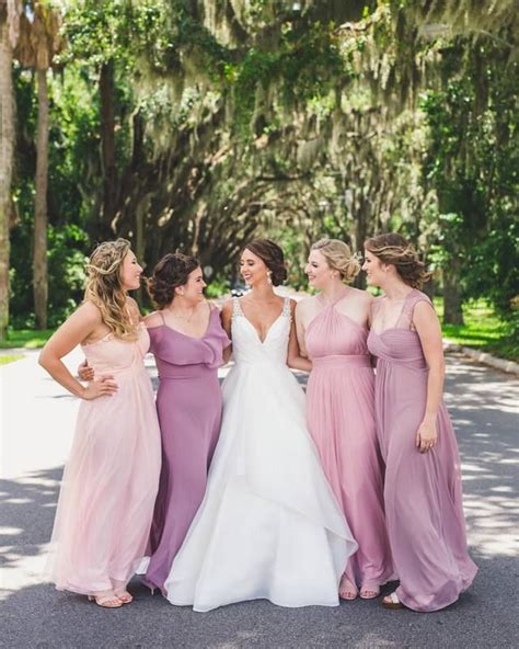 Mauve Bridesmaid Dresses Real Weddings Birdy Grey Blush Pink