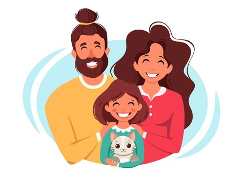 Familia Feliz Con Hija Y Gato Dia Internacional De Las Familias