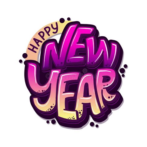 Happy New Year Hand Lettering Calligraphy Vector Holiday Illustration