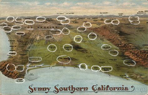 Map Of Sunny Southern California Maps Postcard