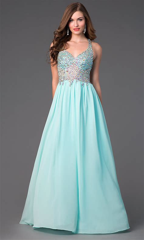 Our lovely collection offers plenty of options to let you shine in photos and in person. Long Pastel Jewel Embellished Prom Dress -PromGirl