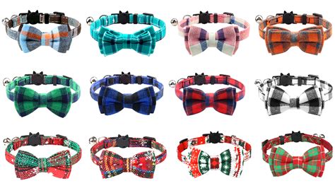 Joytale Breakaway Cat Collar With Bow Tie And Bell Cute Plaid Patterns