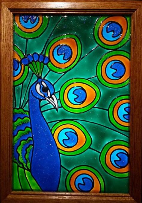 Glass Paintings Of Peacock Pattern