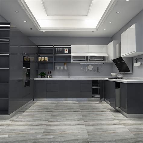 We never want to lose your business on just price. High Gloss Kitchen Cabinet Grey Base Cabinet And White ...