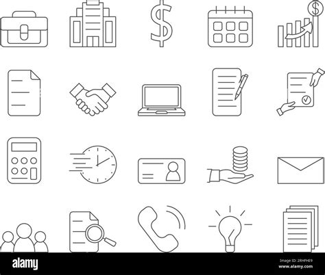 Business Icons Set Office Building Workplace Editable Stroke