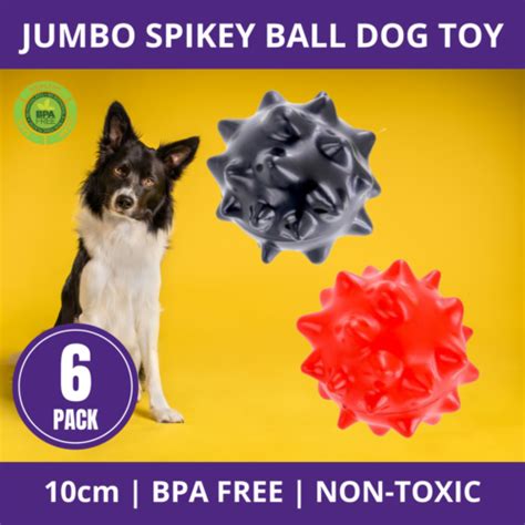 6 X Jumbo Spikey Ball Dog Chew Toys Heavy Duty Tooth Gum Health Fetch